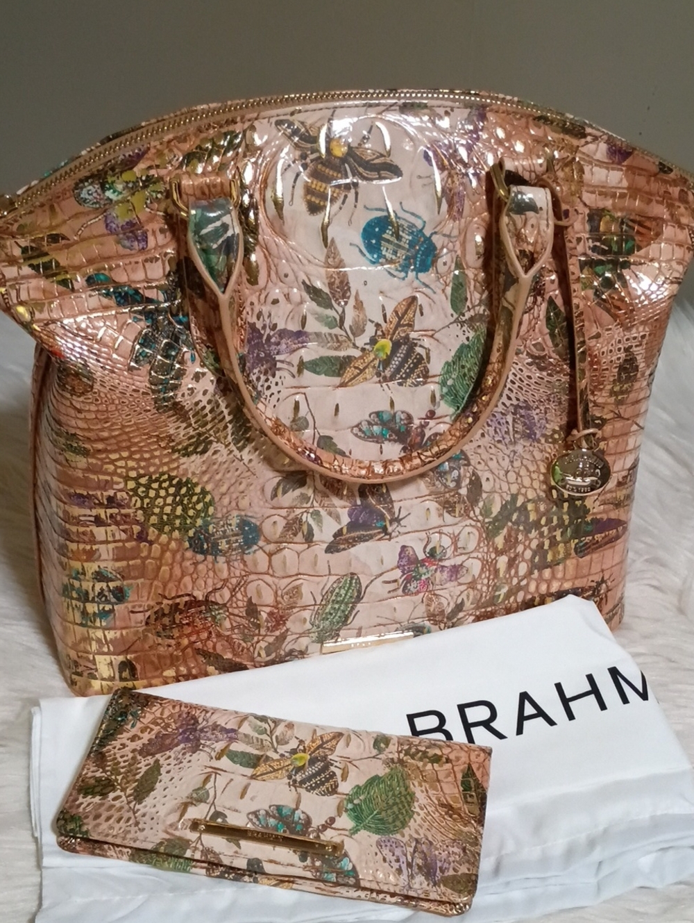 Brahmin Lrg Duxbury bag and wallet set hill garden Melbourne botanical pattern